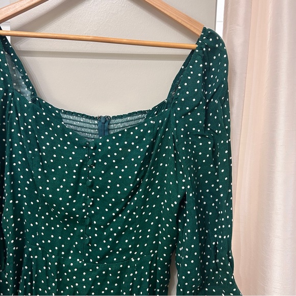 REFORMATION Green Polka Dot Lumiere Dress 10 - Picture 7 of 8